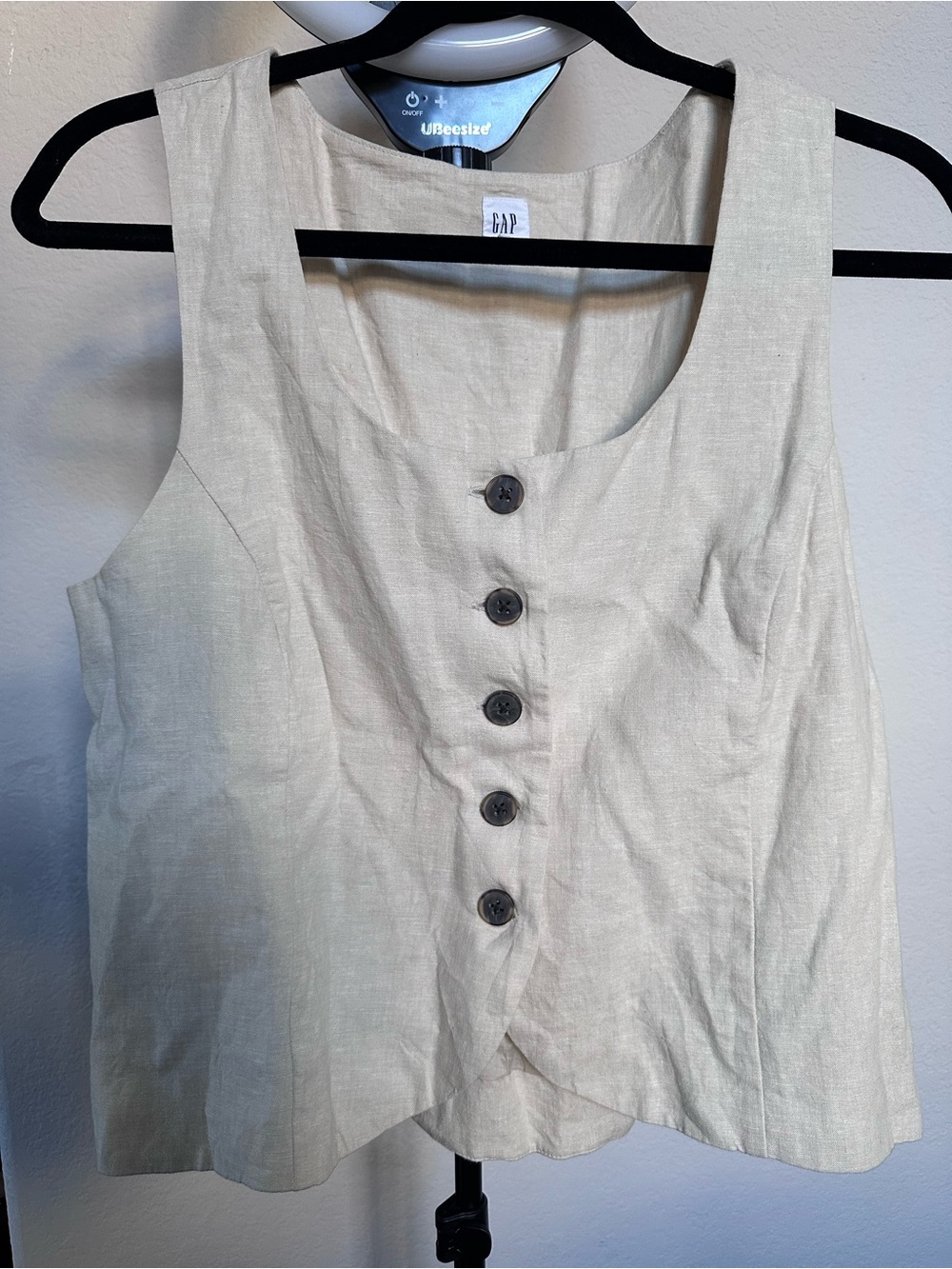 GAP Cream Linen Button-Front Tank